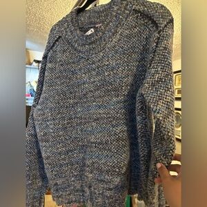 NWT. FP Movement by Free People Blue and Gray Sweater. Size Large.